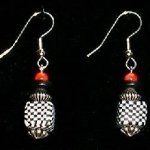 Bead Dangles - Back and White Check with Red Top