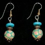 Bead Dangles - Turquoise Yellow Pink Flower
