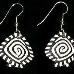 Dangle Foldover Earrings - Black and White Swirl
