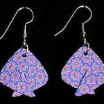 Dangle Foldover Earrings - Navy Purple Flower