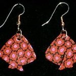Dangle Foldover Earrings - Red Flower Pink Center